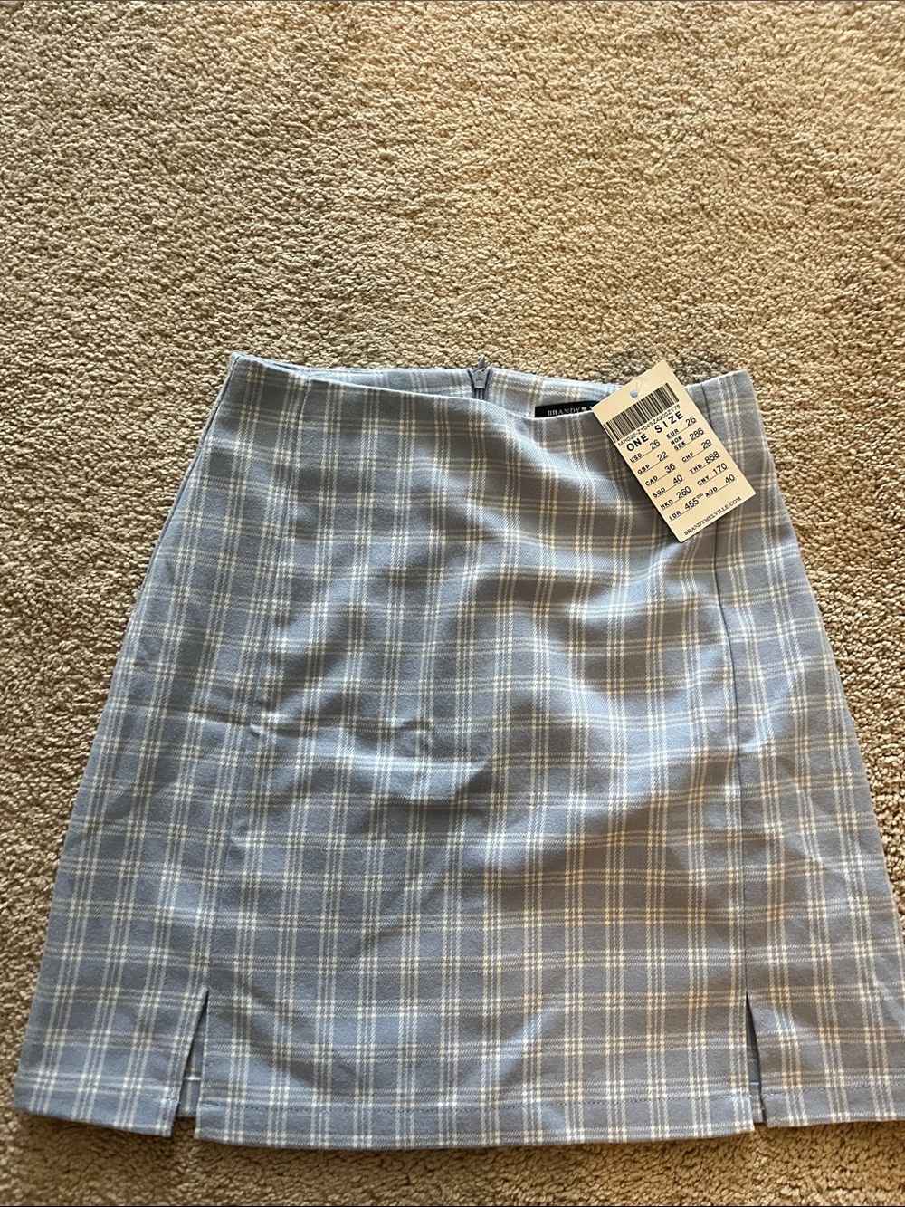 Brandy Melville Light Blue Plaid Mini Skirt